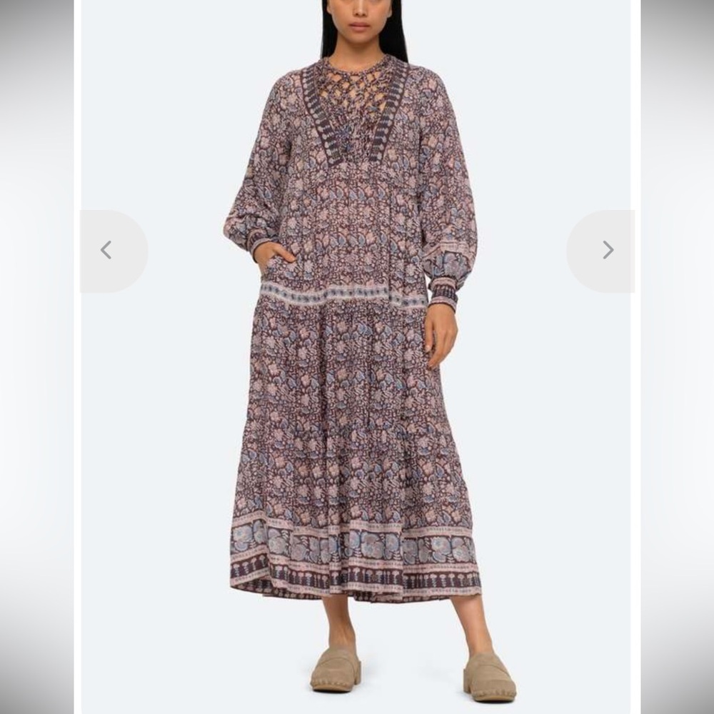 SEA New York maxi dress long sleeve boho dress in lilac medium see desc amaki